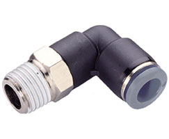 C24470410, Pneufit C Push-in fitting, Adaptor, 90° swivel elbow, 1/4", 10-32 UNF