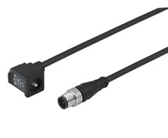 NC-DINCA-123MS-1, Valve connector DIN form C, 3 Pin, A-coded, M12, 1m