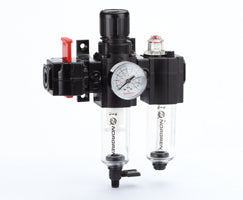 BL72-221G, Excelon box set (FRL), G1/4, manual drain, 40µm filter element, with shut-off valve