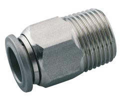 S01250418, Pneufit S Stainless steel push-in fitting, Adaptor, Straight, 4mm, R1/8