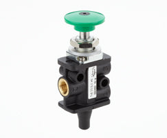 03040502, Super X 3/2 manual valve, Green, Button/Spring, G1/8