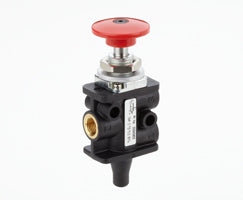 03040602, Super X 3/2 manual valve, Red, Button/Spring, G1/8