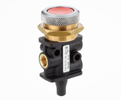 03041602, Super X 3/2 manual valve, Red, Button (shrouded)/Spring, G1/8