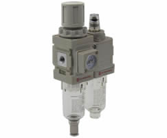 BL49-14BG, Filter Regulator Lubricator, G1/8, semi-auto drain, 5µm filter element