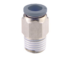 C24250618, Pneufit C Push-in fitting, Adaptor, Straight, External/Internal hex, 3/8", 1/8" NPT