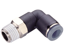 C24470210, Pneufit C Push-in fitting, Adaptor, 90° swivel elbow, 5/32", 10-32 UNF