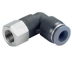 C24480418, Pneufit C Push-in fitting, Adaptor, 90° swivel elbow female, 1/4", 1/8" NPT