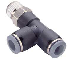 C24680628, Pneufit C Push-in fitting, Adaptor, Swivel side tee, 3/8", 1/4" NPT