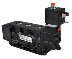 K71FA00KS6KV21W2, Nugget 200 Series 24Vdc 5/2 locking solenoid actuated/spring return 1/2" NPT ported valve