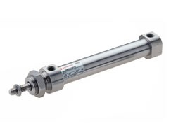 KM/8021/M/125, ISO roundline double acting stainless steel cylinder, 20mm diameter, 125mm stroke