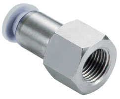 M24260118, Pneufit M Push-in fitting, Adaptor, Straight female, 1/8", 1/8" NPT