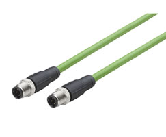 NC-124MS-1244SG5, Industrial Ethernet cable, 4 pin, D-coded, M12, M12, 5m