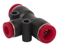 C006A0806, Pneufit C Push-in fitting, Union tee, Unequal, 8mm, 6mm