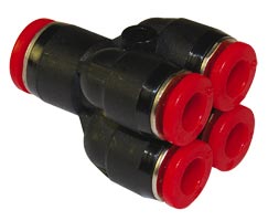 C00960604, Pneufit C Push-in fitting, Quadruple stem reducer, 4mm, 6mm