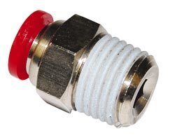 C01250418, Pneufit C Push-in fitting, Adaptor, Straight, External/Internal hex, 4mm, R1/8