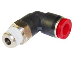 C01470438, Pneufit C Push-in fitting, Adaptor, 90° Swivel elbow, 4mm, R3/8