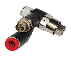 C01GN1038, Pneufit C Push-in fitting, Flow control and pilot check, 10mm, R3/8, R1/8