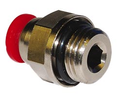 C02250606, Pneufit C Push-in fitting, Adaptor, Straight, External/Internal hex, 6mm, M6