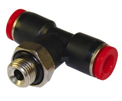 C02670405, Pneufit C Push-in fitting, Adaptor, Swivel tee, 4mm, M5