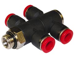 C0B711028, Pneufit C Push-in fitting, Double universal tee, 10mm, G1/4