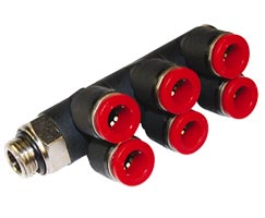 C0C700818, Pneufit C Push-in fitting, Adaptor, Triple branch, 8mm, G1/8