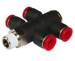 C0Q711248, Pneufit C Push-in fitting, Double universal tee, 12mm, R1/2
