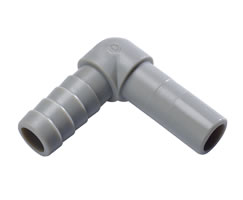 D204A0606, Pneufit D Acetal push-in fitting, Stem barb elbow, Unequal, 3/8", 1/4"