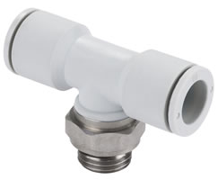 E02671048, Pneufit E Swivel Push-in fitting, Adaptor, Swivel tee, 10mm, G1/2