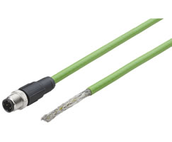NC-124MS-00000G2, Industrial Ethernet cable, Open end, 4 pin, D-coded, M12, 2m