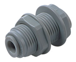 D20290400, Pneufit D Acetal push-in fitting, Bulkhead union, 1/4"