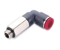 C02540405, Pneufit C Push-in fitting, Adaptor, 90° Swivel elbow extended, 4mm, M5