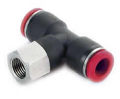 C016C0628, Pneufit C Push-in fitting, Adaptor, 90° Swivel tee, 6mm, R1/4