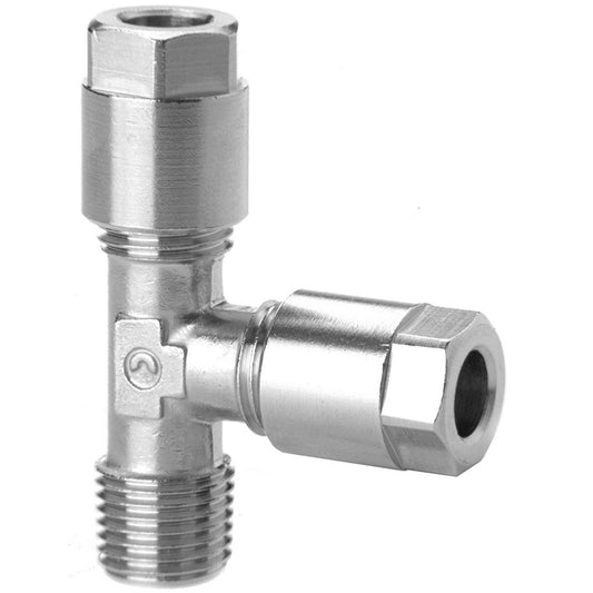 Camozzi 1010 4-1/8 - Compression fitting-fixed run tee -4mm tube-1/8 thread