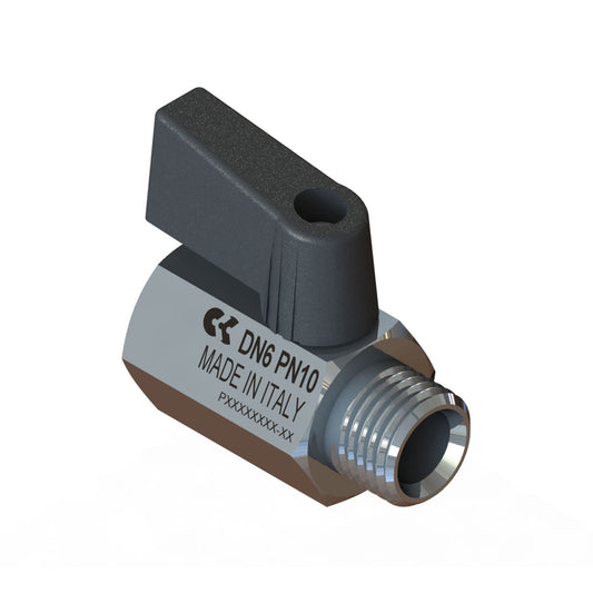 Camozzi 2954 3/8-3/8 - 3/8 BSP M x F brass mini ball valve-lever op