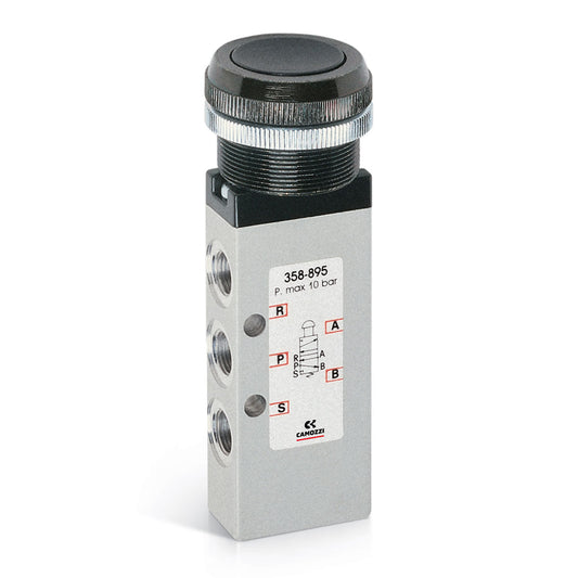 Camozzi 358-895 - Manually operated valve-5/2-1/8- push button-black
