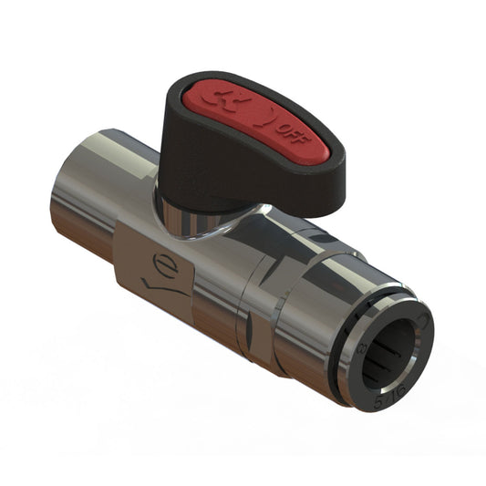 Camozzi 2946 1/8-8 - 1/8 BSPF x 8mm push in tube brass mini ball valve-lever op