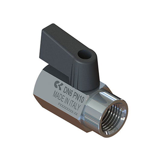 Camozzi 2953 1/4 - 1/4 BSP F x F brass mini ball valve-lever op