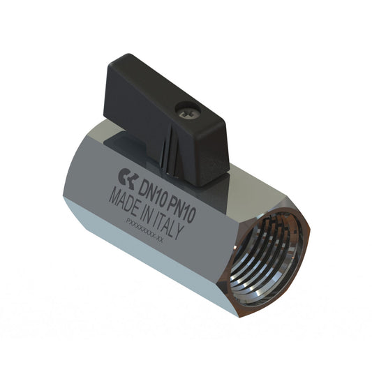 Camozzi 2973 1/2 - 1/2 BSP F x F brass mini ball valve-lever op-exhausting