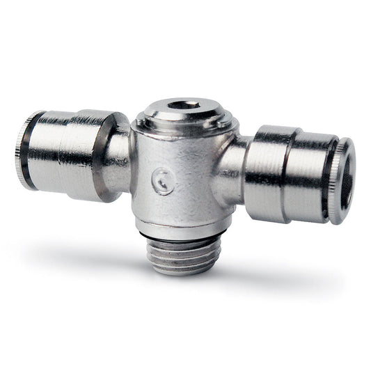 Camozzi 6632 10-1/4 - Push in fitting-double banjo-10mm tube-1/4 thread