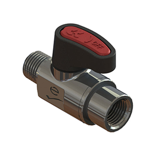Camozzi 2944 1/4-1/4 - 1/4 BSP M x F brass mini ball valve-lever op