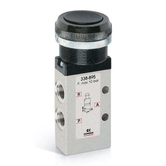 Camozzi 338-897 - Manually operated valve-3/2 NC- 1/8- push button-red