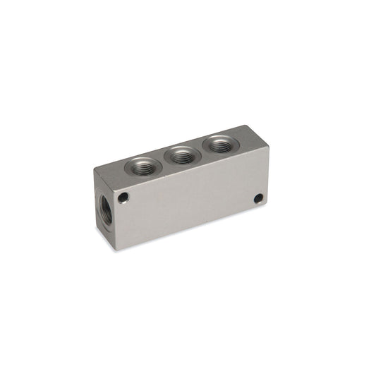 Camozzi 3043 1/2-3D-3/8 - Aluminium distribution block-double sided-6 outlets-3/8