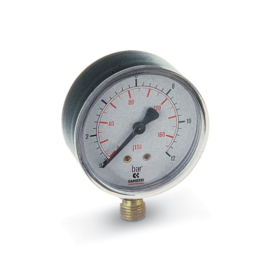 Camozzi M063-R12 - Pressure gauge-63mm dia-bottom entry-0 to 12 bar