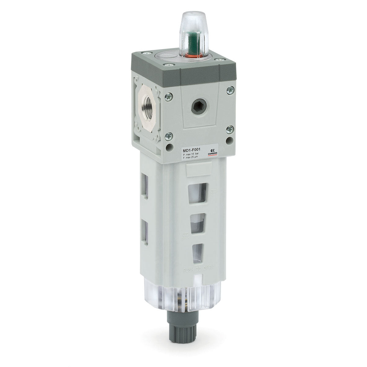 Camozzi MD1-F001-6 - Filter-25 micron-semi auto-with visual indicator-6