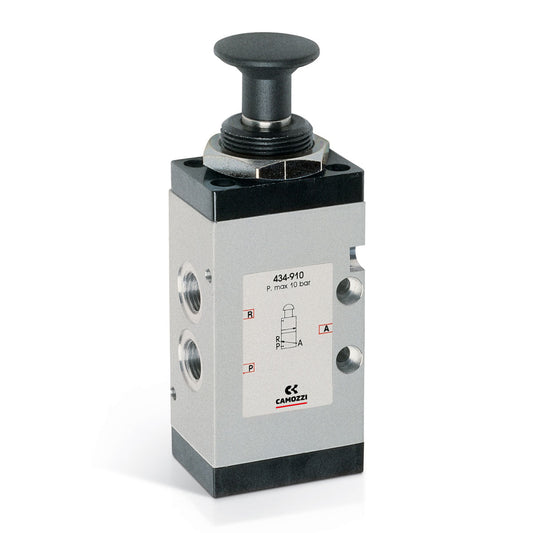 Camozzi 434-915 - Manually operated valve-3/2 NC- 1/4-push pull knob-spring