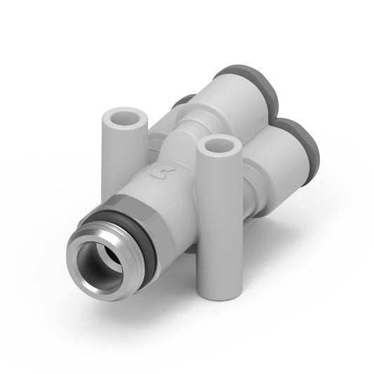 Camozzi G7572 4-1/4 - GripFit Push in fitting-swivel multi Y-4mm tube-1/4 thread
