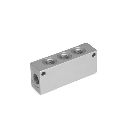 Camozzi 3053 1/2-6L-3/8 - Aluminium distribution block-single sided-6 outlets-3/8