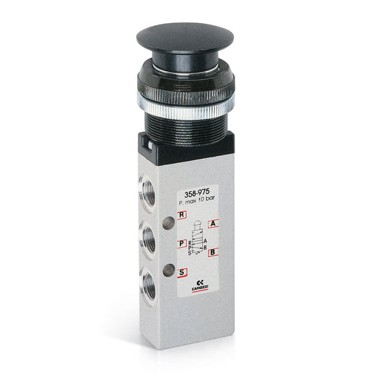Camozzi 358-975 - Manually operated valve-5/2-1/8-palm switch -black
