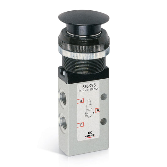 Camozzi 338-975 - Manually operated valve-3/2 NC- 1/8-palm switch-black
