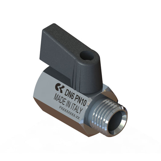 Camozzi 2974 1/2-1/2 - 1/2 BSP M x F brass mini ball valve-lever op-exhausting